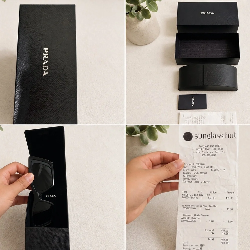 Prada Black Rectangular Cat-Eye Sunglasses